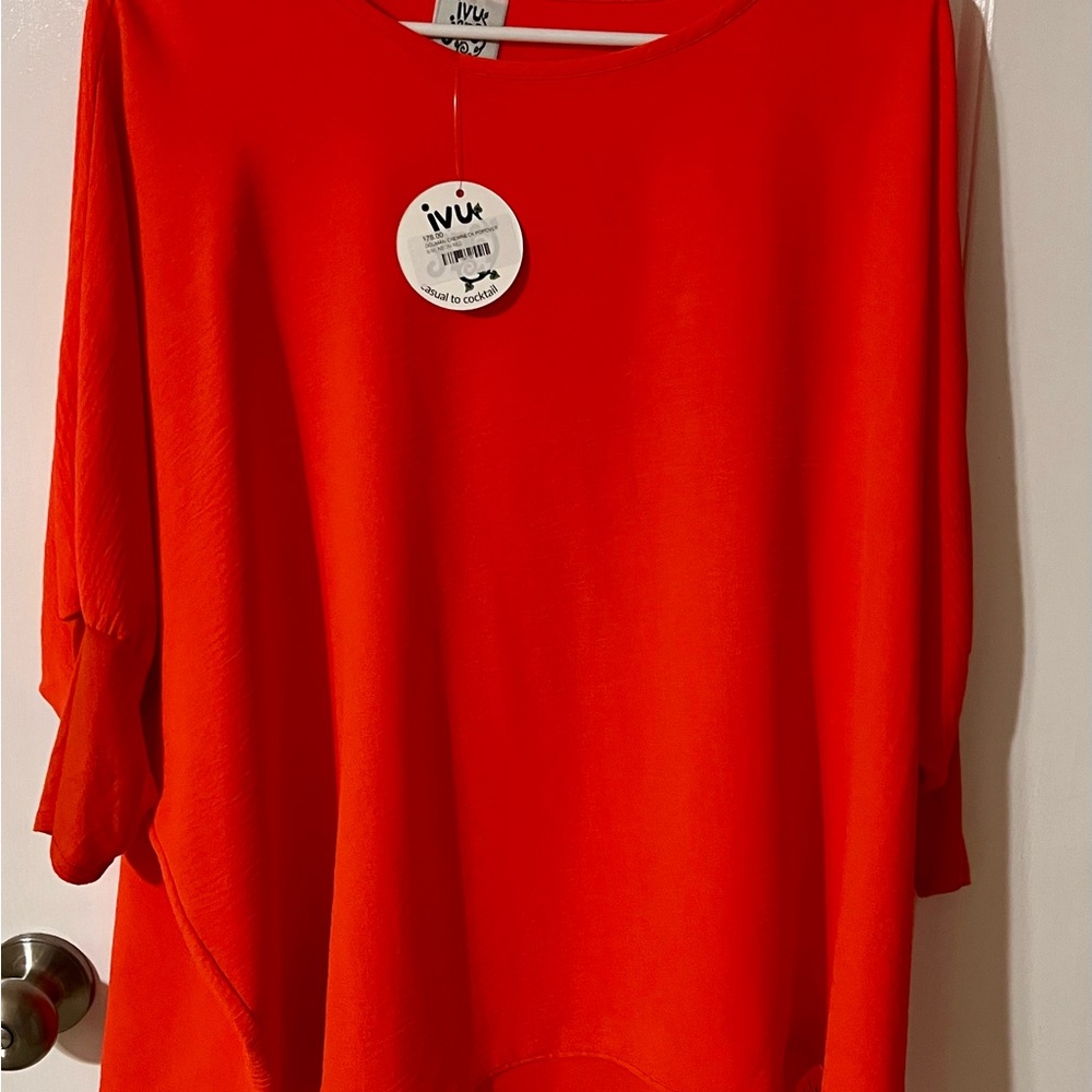 IVY JANE Neon Red Dolman Blouse